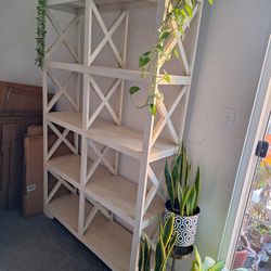 Farmhouse Bookcase White Natural 