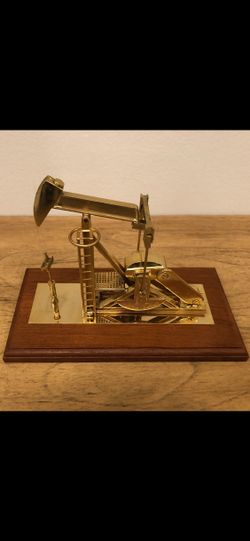 Oil Well Oilfield Gold Brass Pump Jack Desk Model (Vintage)