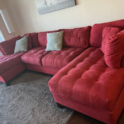 Plush 147x74 Large Red Couch 