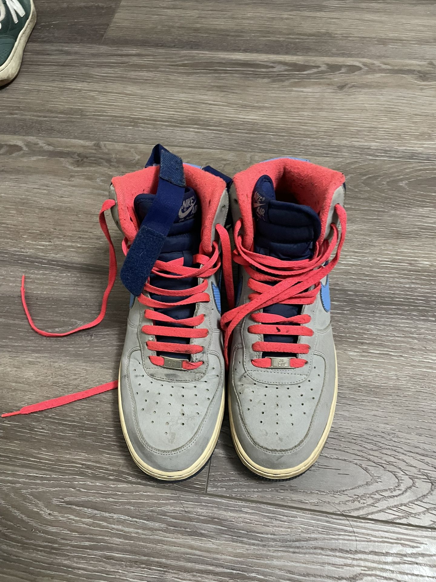 Nike Air Force High Wolf Grey Deep Royal Blue Pink Shoes