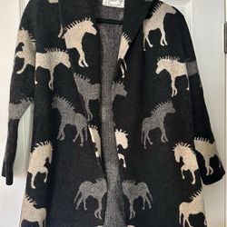 Anthropologie Field Flower Dressage Horse Sweater Wool Sweater Cardigan SP 