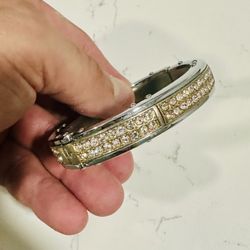 Heavy Duty Stainless Steel Bangel Bracelet With High End Stones Retails $45