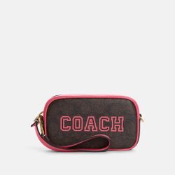 NWT Coach Jamie Wristlet In Signature Canvas With Varsity Motif