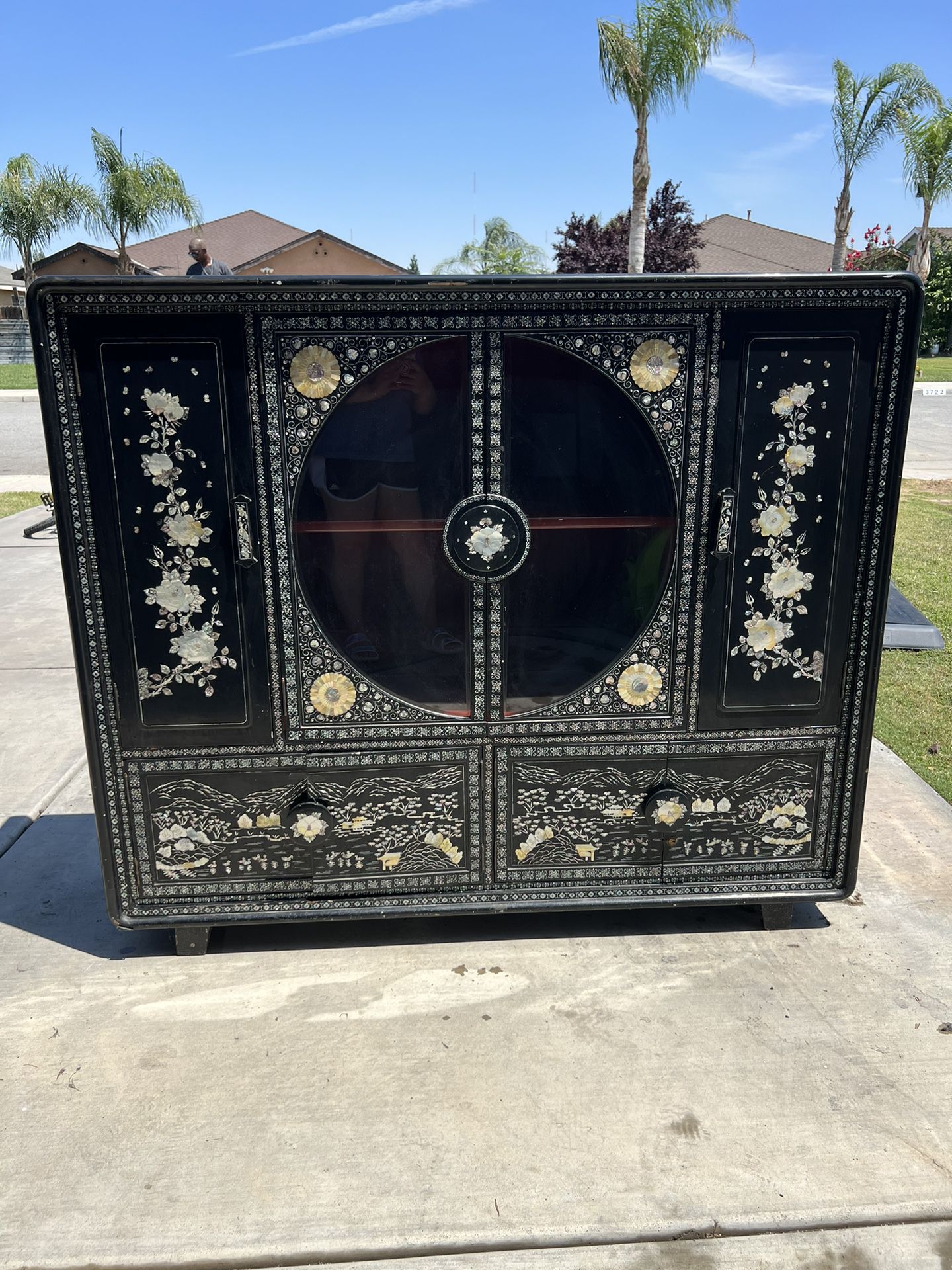Antique Mother Of Pearl Cabinet 