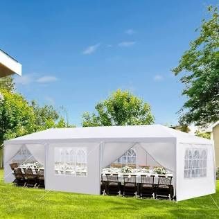 10'x 30' White Gazebo Wedding Party Tent Canopy With 6 Windows & 2 Sidewalls-8
