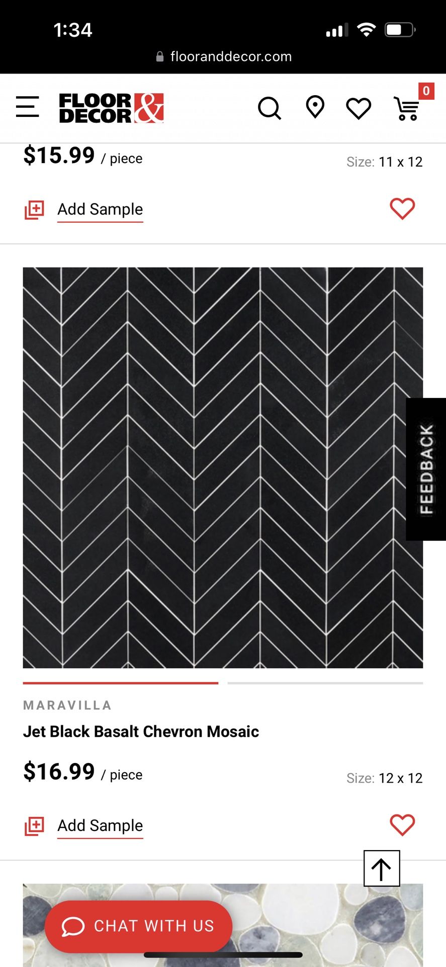 Tile- Jet Black basalt chevron