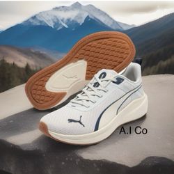 PUMA Rocket Fuel Mens Gray Shoes Running Sneaker NIB Mesh Upper