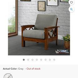 2 set of Homesvale Quinn Wood Exposed Armchair, Dove Gray Linen