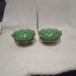 Greenglass 24 k gold painted trim. Very old