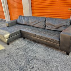 Gray Leather Sectional Couch