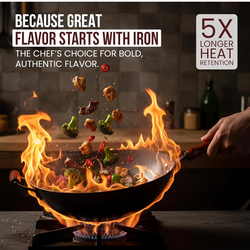 Sizle Masters Cast Iron Wok with Lid