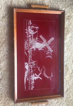 Antique Dutch themed serving tray