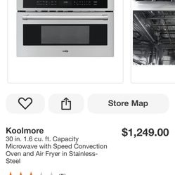 Koolmore 30 in. 1.6 cu. ft. Capacity Microwave with Speed Convection Oven and Air Fryer in Stainless-Steel $1,249.00