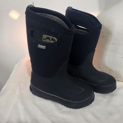 Bogs Neo Classic Solid Waterproof Snow Rain Boots Sz 10 Youth Black Pull On
