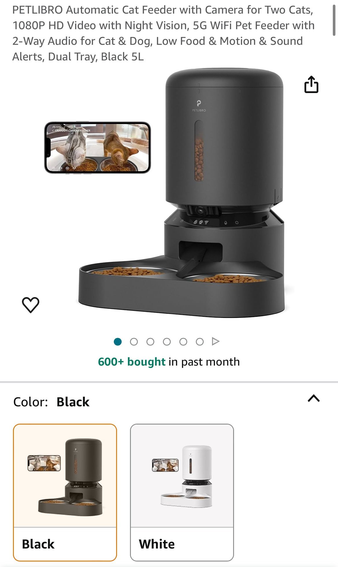 PETLIBRO DUAL TRAY AUTOMATIC FOOD DISPENSER 5L - NEW IN BOX!