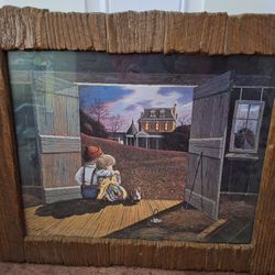 Framed Print of Two Children Looking at a Large House