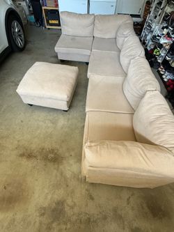 Free 5 piece beige couch with matching ottoman