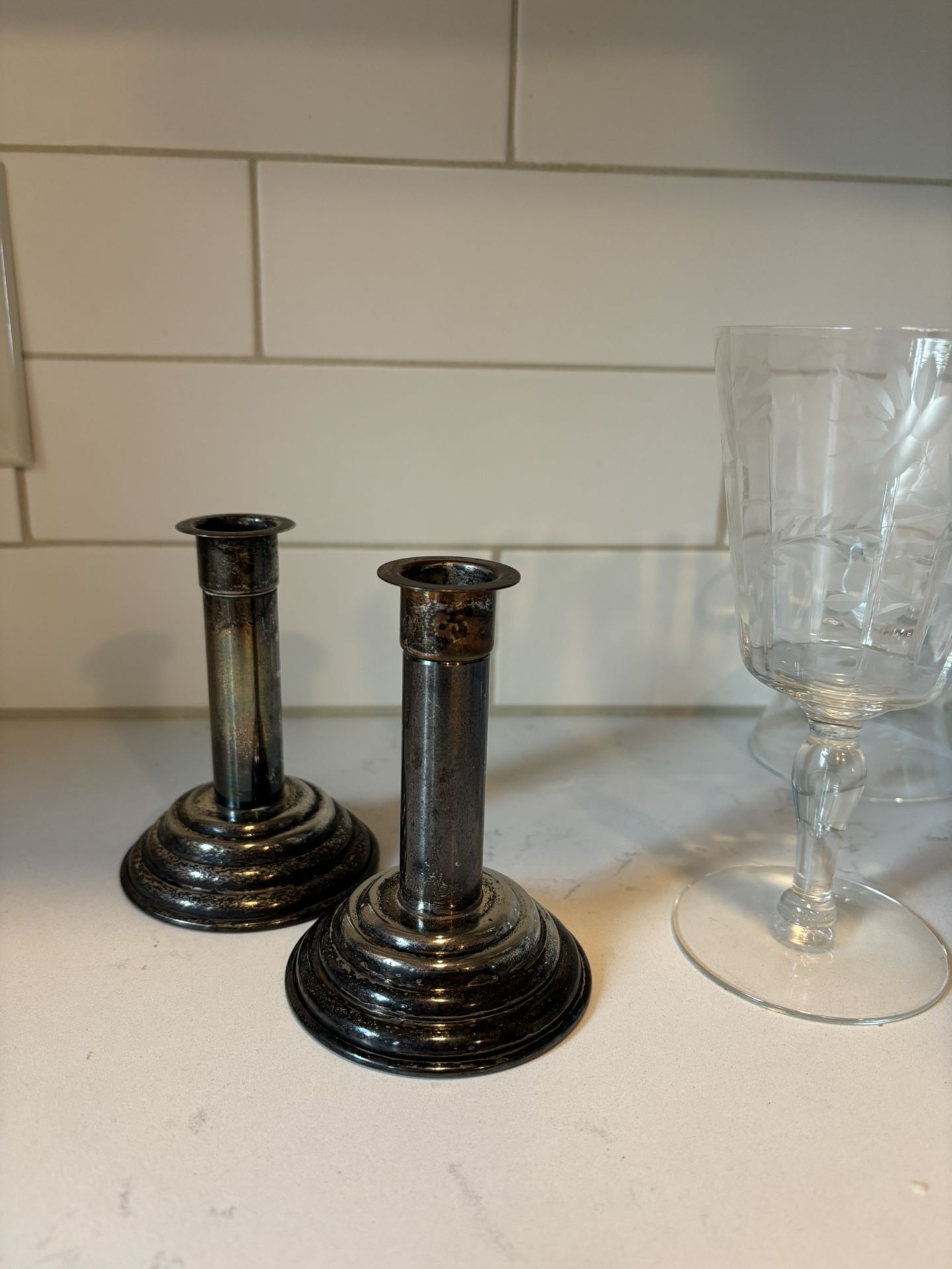 Silver Plated Pair Candlestick Holders