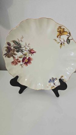Limoges France Hand Painted Floral Porcelain Serving Bowl Gold Trim 12