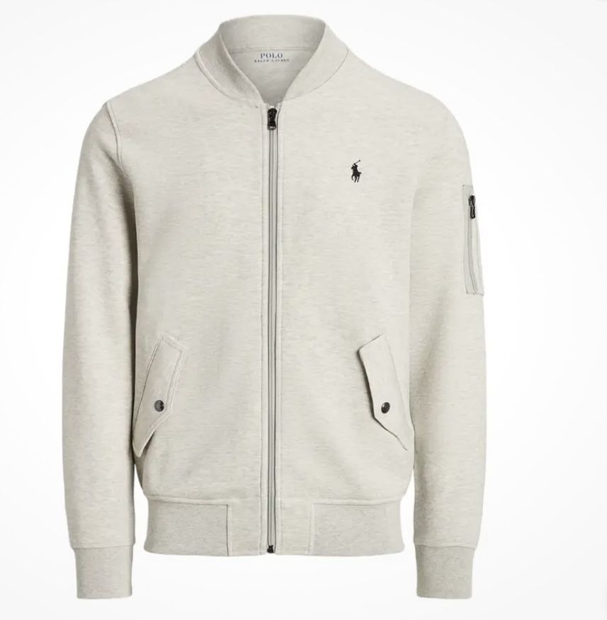 Polo Ralph Lauren Grey Heather Double Knit Fleece  Bomber Jacket Size: S, M