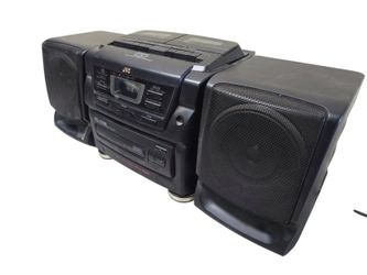 JVC Dual Cassette Tape CD AM FM Portable Radio Stereo Boombox PC-X106BK Tested
