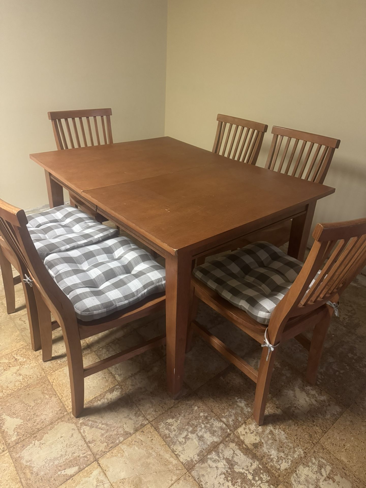 Dining Wooden Table With 6 Chairs And Extension