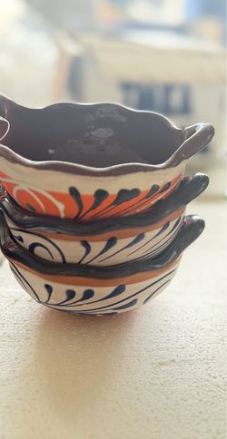 stacked set of handmade Mexican clay bowls
