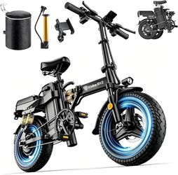 DTTZH 1000W Folding Electric Bike for Adults, Folding Electric Bicycle, 14-inch Folding E-Bike, Folding Electric Bike with 750W Motor, 48V 15Ah Batter