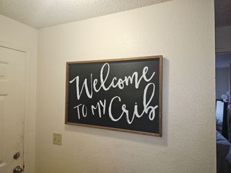 2-Piece Home Decor Sign Lot – Black & White Wooden / Canvas Signs