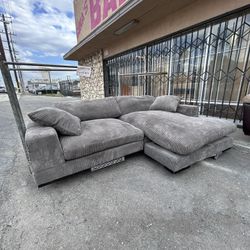 2-Piece Gray Corduroy Sofa & Loveseat Set – Overstuffed & Comfy Living Room Furniture