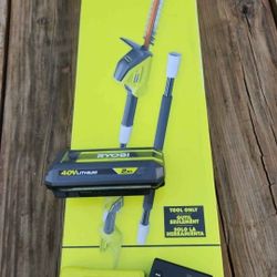 Ryobi 40V pole hedge trimmer, battery, charger
