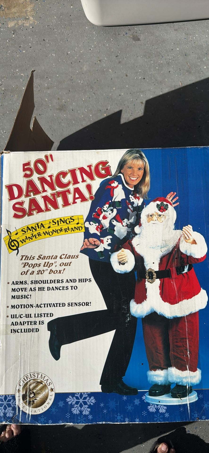 Vintage 50 Inch Dancing Santa.  Motion Activated And Plays Winter Wonderland 