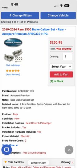 Ram 2(contact info removed)-2024 Rear Caliper Set with parts