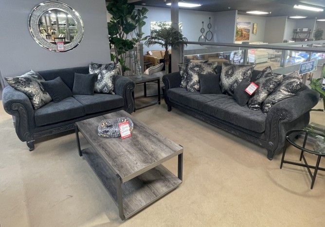 Clifton Dark Gray Sofa & Loveseat / 2pc