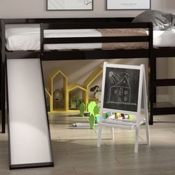 Bunk With Slide And Waterproof Mattress 