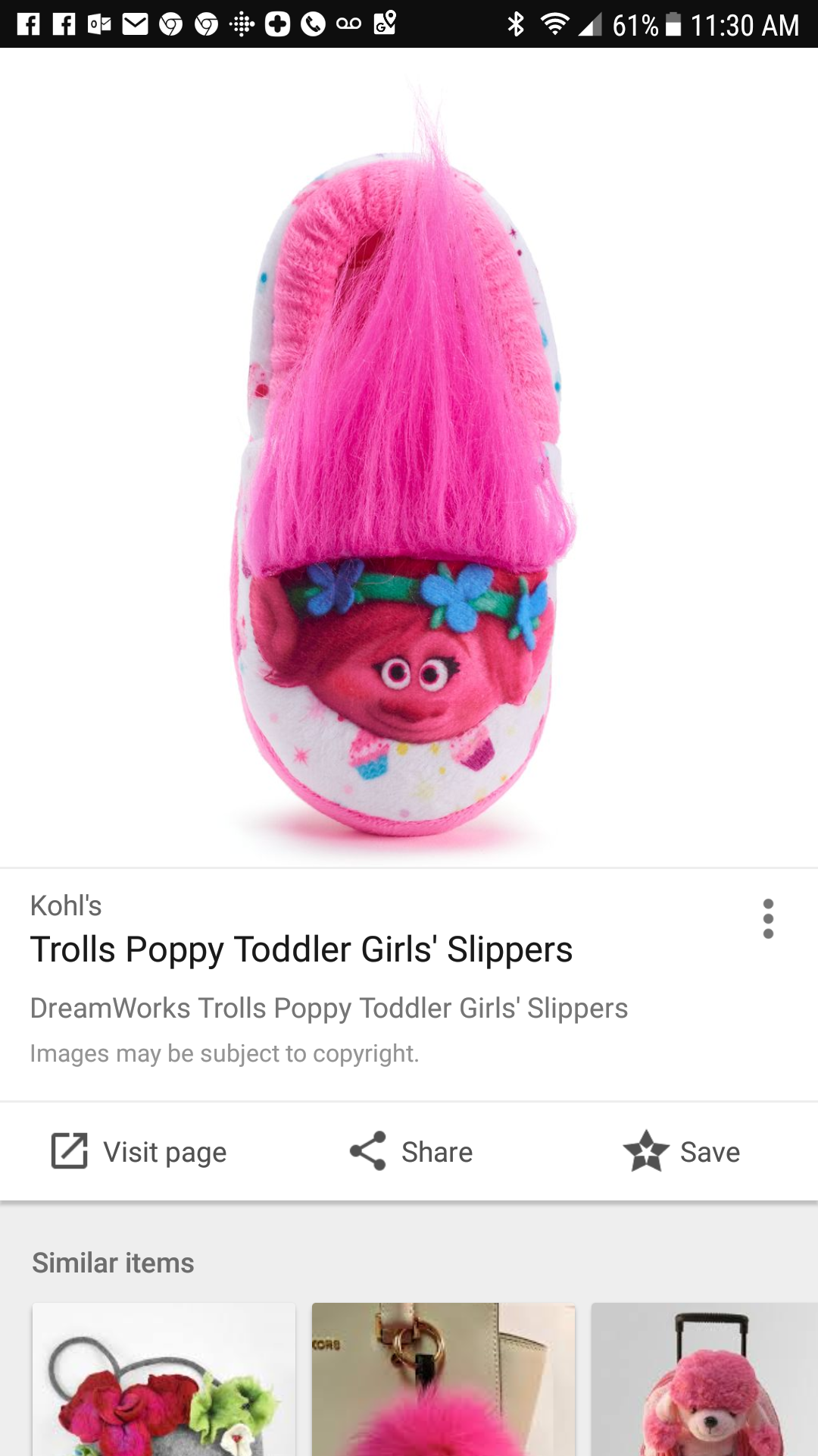 Girls 7/8 trolls slippers