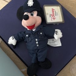 UK Policeman Mickey Mouse Beanie Plush Vintage RETIRED Disney Store London Tags