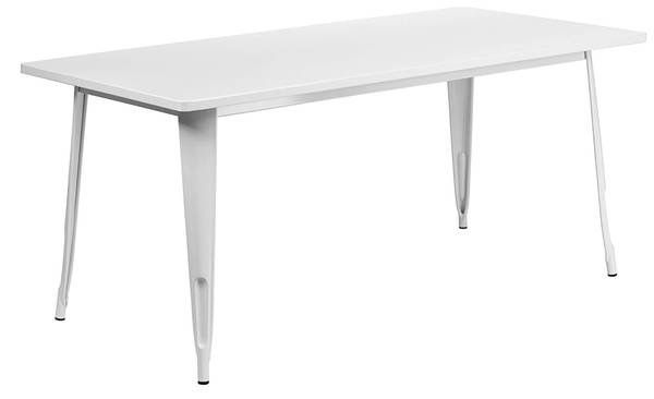 Flash Furniture 31.5'' x 63'' Rectangular White Metal Indoor-Outdoor T