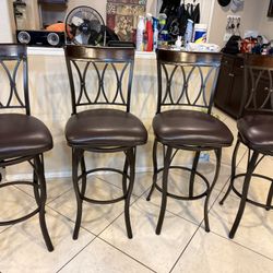 set of 4 new brown bar stool swivel sturdy 
