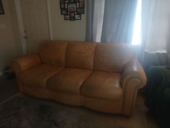 Real leather couch and Love seat