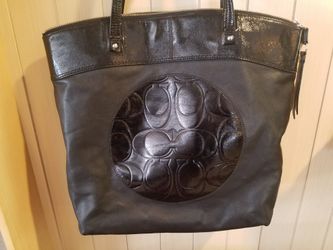 Genuine leather Coach Bag, large black