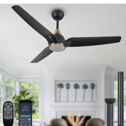Ceiling Fans with Lights,52 inch Black Ceiling fan with App and Remote Control,Reversible modern DC ceiling fans,3CCT,Dimmable,Noiseless,Ceiling Fan f