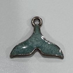 Sterling Silver Turquoise Enamel Whale Tail Charm