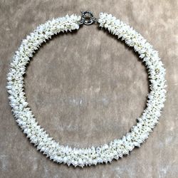 16” White Freshwater Pearl Cluster Choker Necklace