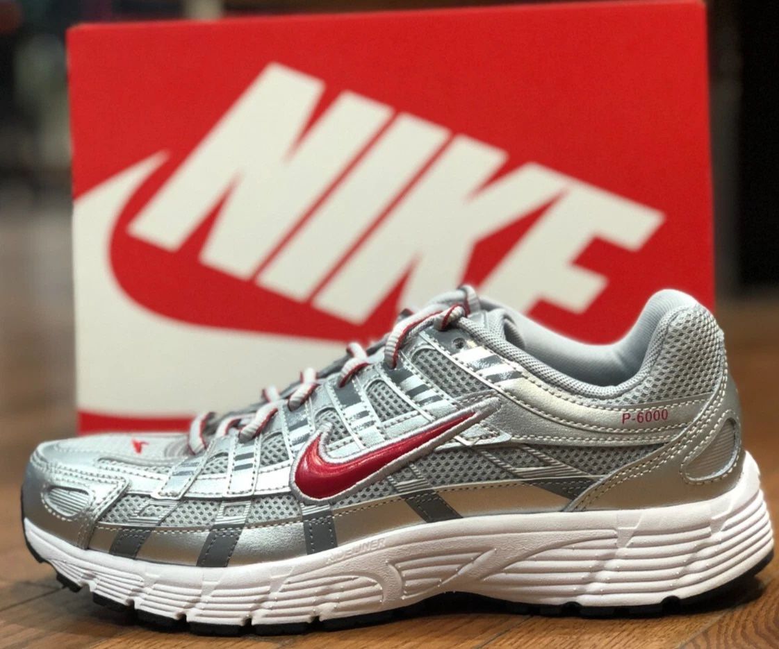Big Kids’ Nike P-6000 (GS) Shoes - Metallic Silver Red - Size 4.5Y, 6Y (5.5 Women, 6 Women, 7.5 Women)