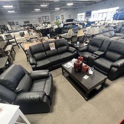 Black Reclining 3pc Living Room Set🖤✨ Easy Financing Available ✅