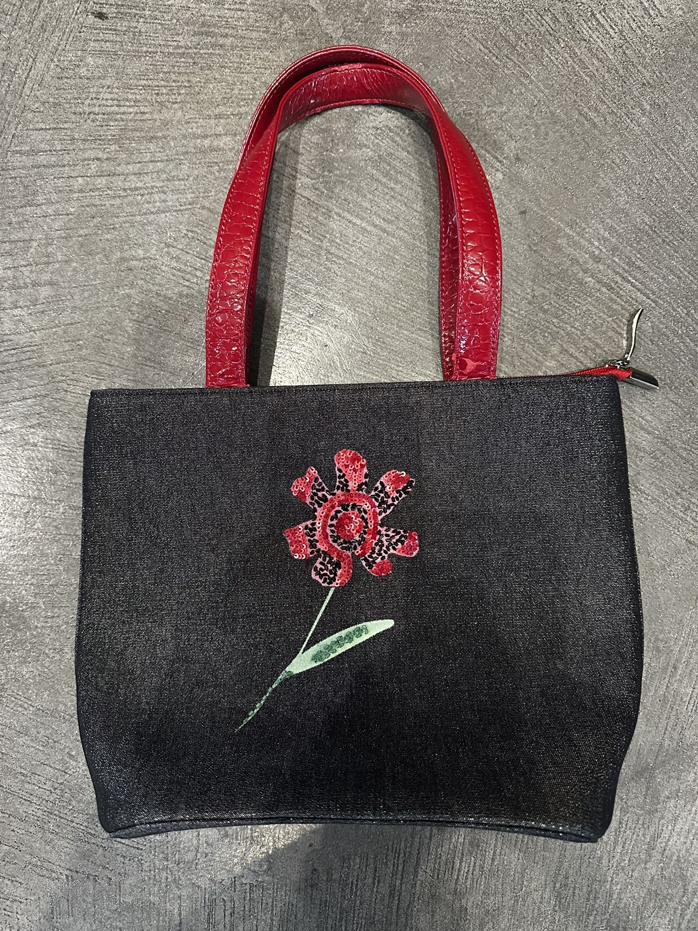 Charcoal floral tote bag