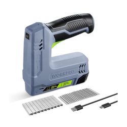 WORKPRO 3.6V Power Electric Cordless 2-in-1 Staple and Nail Gun, 2.0Ah Battery Powered Stapler for Upholstery, Crafts, DIY, Including USB Charger Cabl