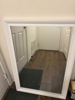 Mirror With White Wood Frame