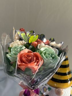Half Dozen Handmade Ribbon Rose Bouquet – Colorful & Gift‑Ready
